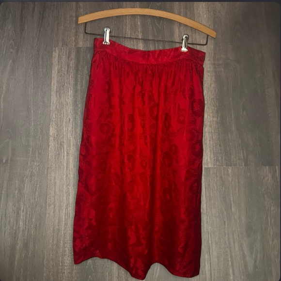 Argenti 100% Pure Silk Red Midi Skirt Size 10 - Picture 2 of 3